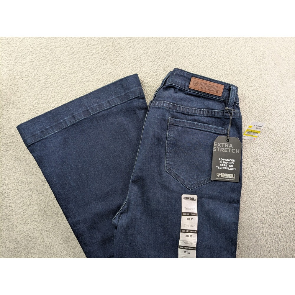 Rock & Roll Cowgirl High Rise Trouser Jeans Dark Wash Extra Stretch 30x32
